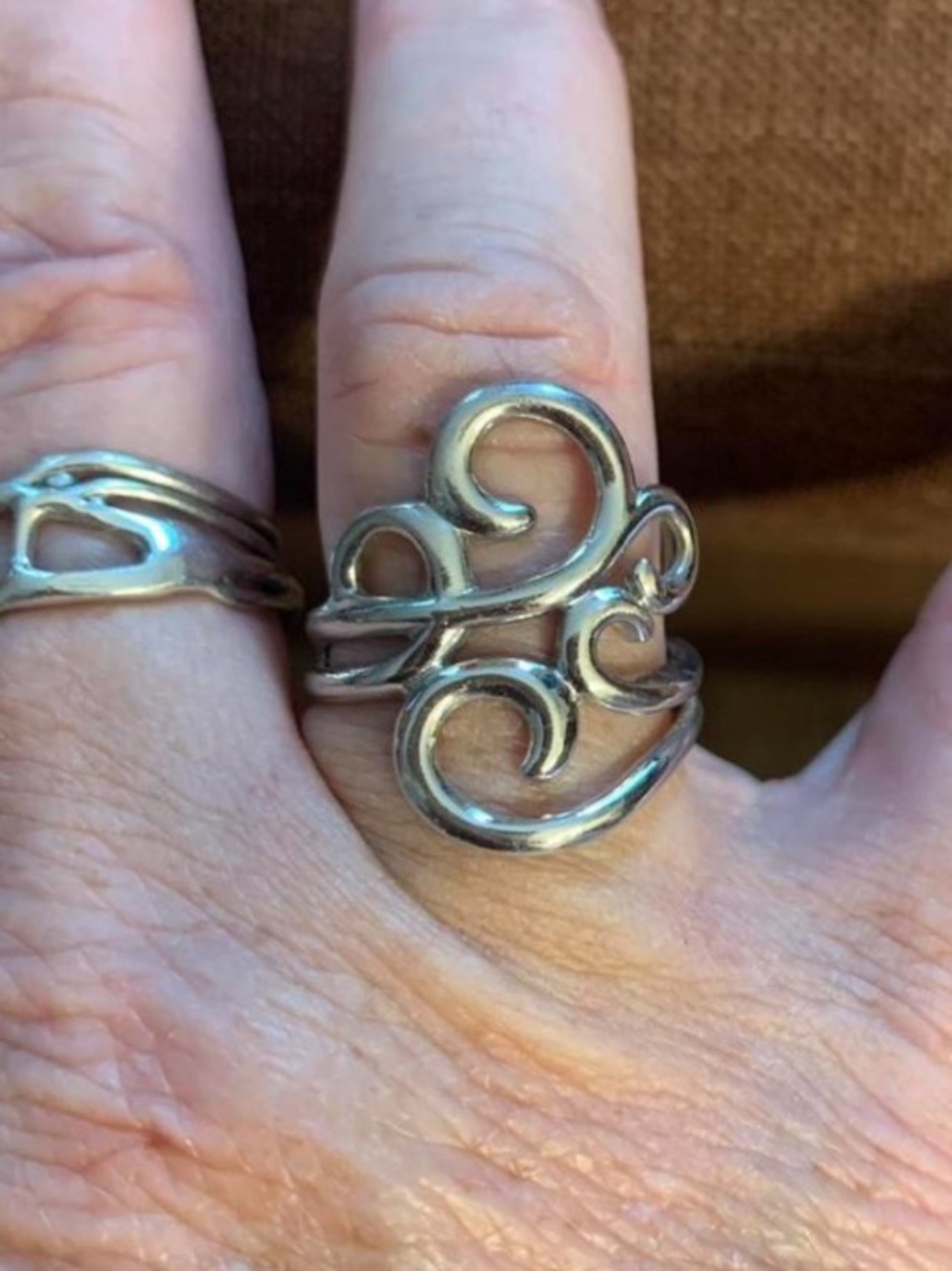 Sterling Silver Swirl Openwork Ring - Elegant Women's Jewelry